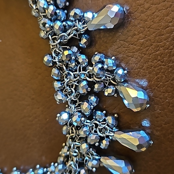 VTG Silver Mirror Crystal Cluster Bead Chainmaille Formal Castlecore Necklace - Picture 4 of 8
